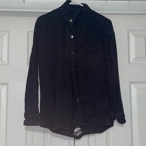 Black ripped denim jacket. Super cute just don’t wear